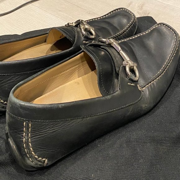 Ferragamo Black Leather Loafers Size 10